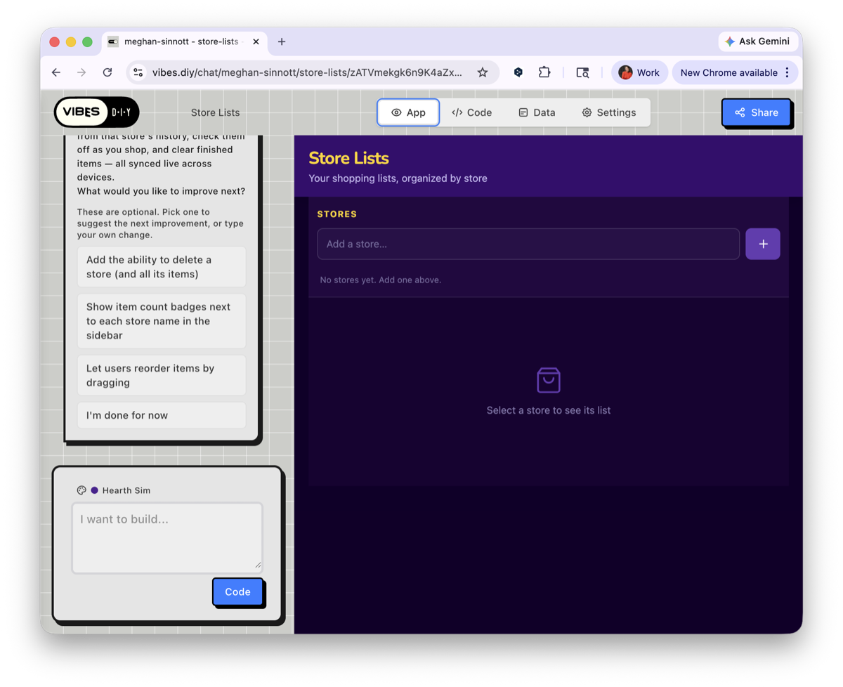 A finished app running live