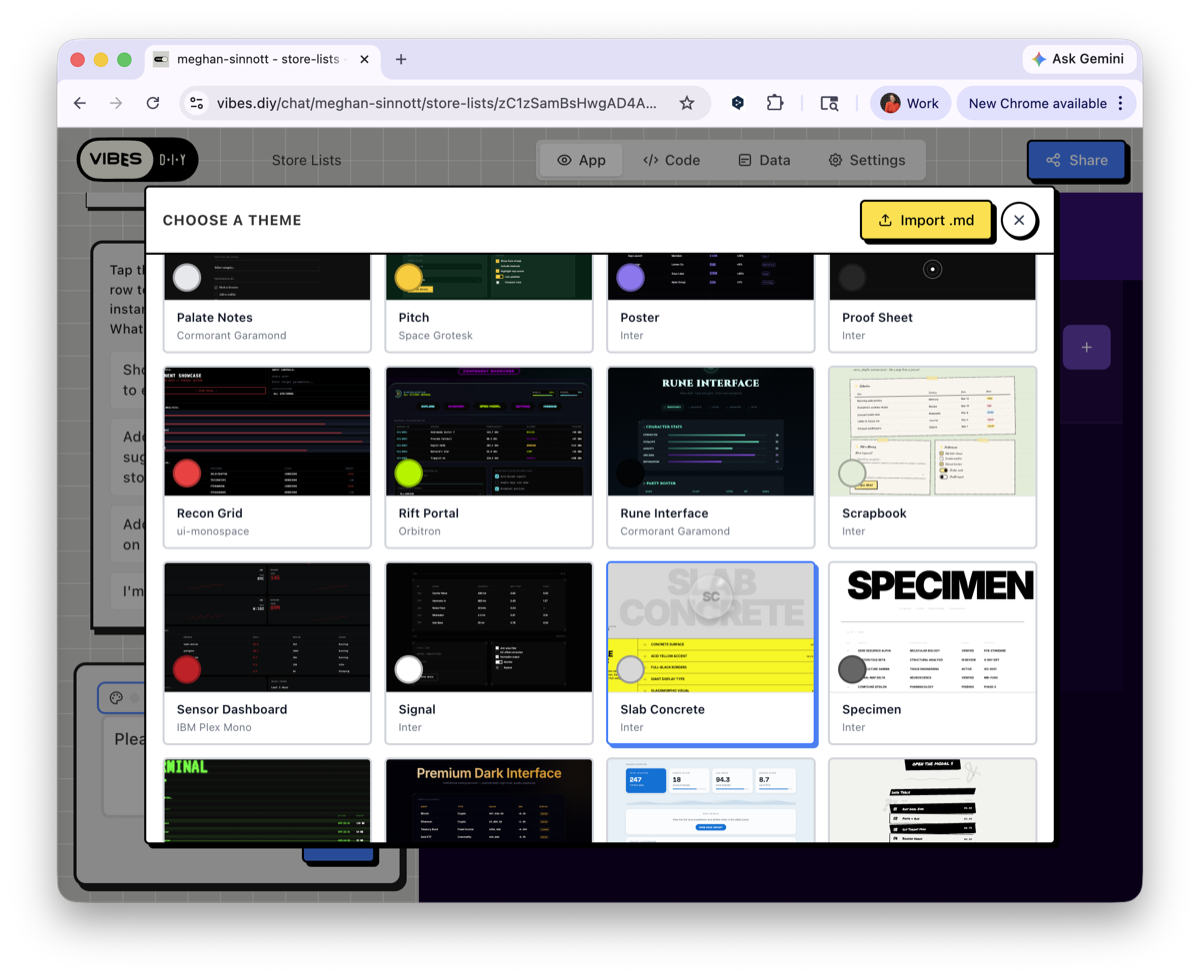 Choosing a visual theme